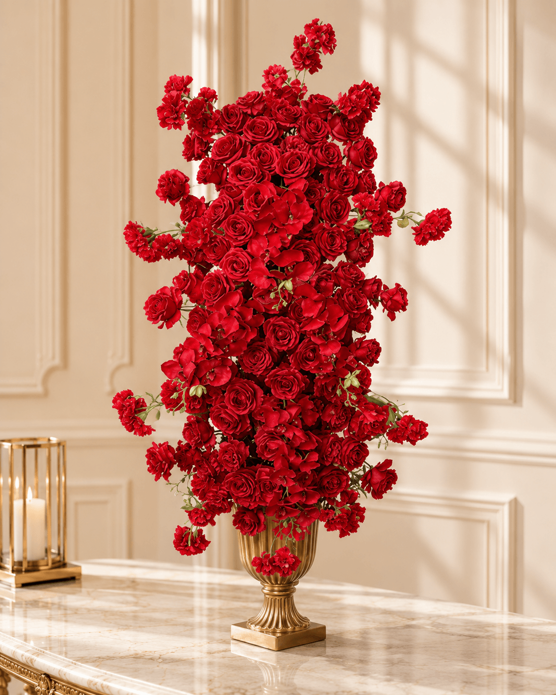 product32 Piros függő művirág dekoráció 50 × 100 cm - Image 1