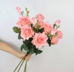3 fejű hosszú szárú selyem műrózsa 75 cm