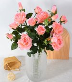 3 fejű hosszú szárú selyem műrózsa 75 cm - Image 2